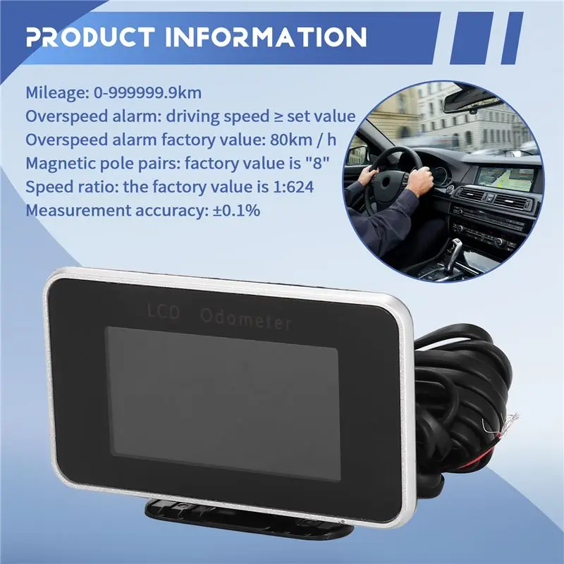 Car Truck 12V/24V 2 IN 1 Functions Digital Speedometer Speed Meter+Odometer Gauge LCD Instrument Panel+Alarm LCD Gauge