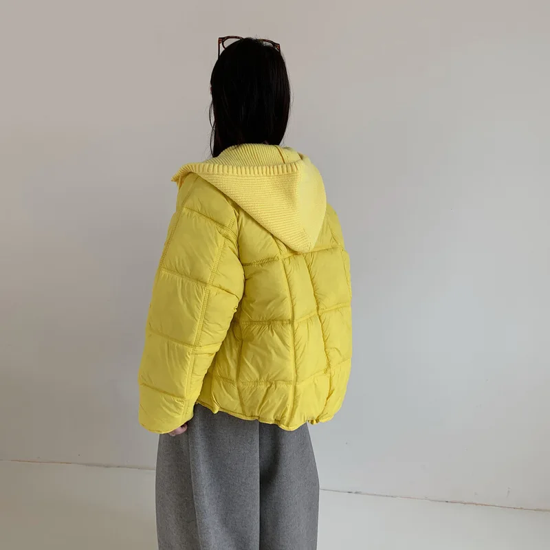 2026 Winter New Solid Color Long-sleeved Cotton Jacket Women's Fashion Versatile Hooded Bread Loose Korean Version Thick Coat