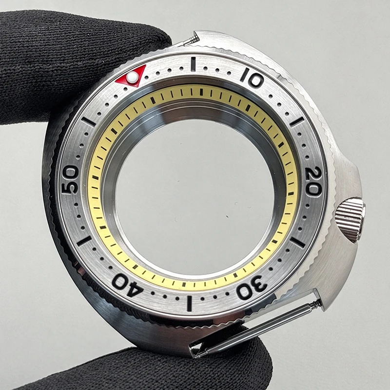 NH35 Diving Watch Case 44mm 6105 6309 Turtle Case Sapphire Glass Steel Bezel 4.1 Crown Fit 7S26 NH35 NH36 Movement 28.5mm Dial