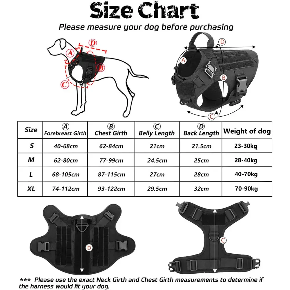 Heavy Duty Hunting Large Dog Harness German Shepherd Malinois Training Vest Tactical Dog Harness And Leash Set