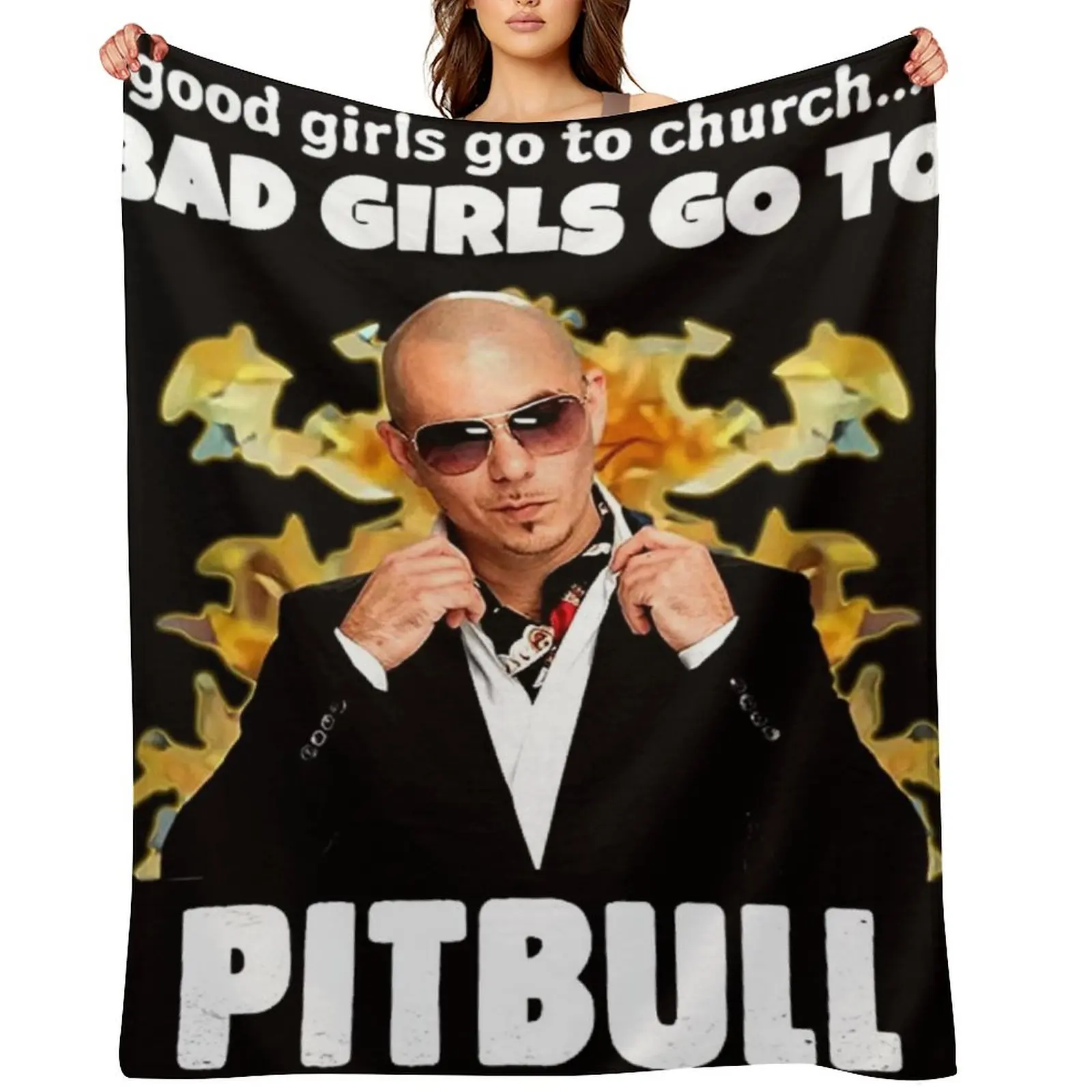 

Good Girls Go Church Bad Girls Go Pitbull Throw Blanket Personalized Gift Flannel Fabric Decoratives Decorative Beds Blankets