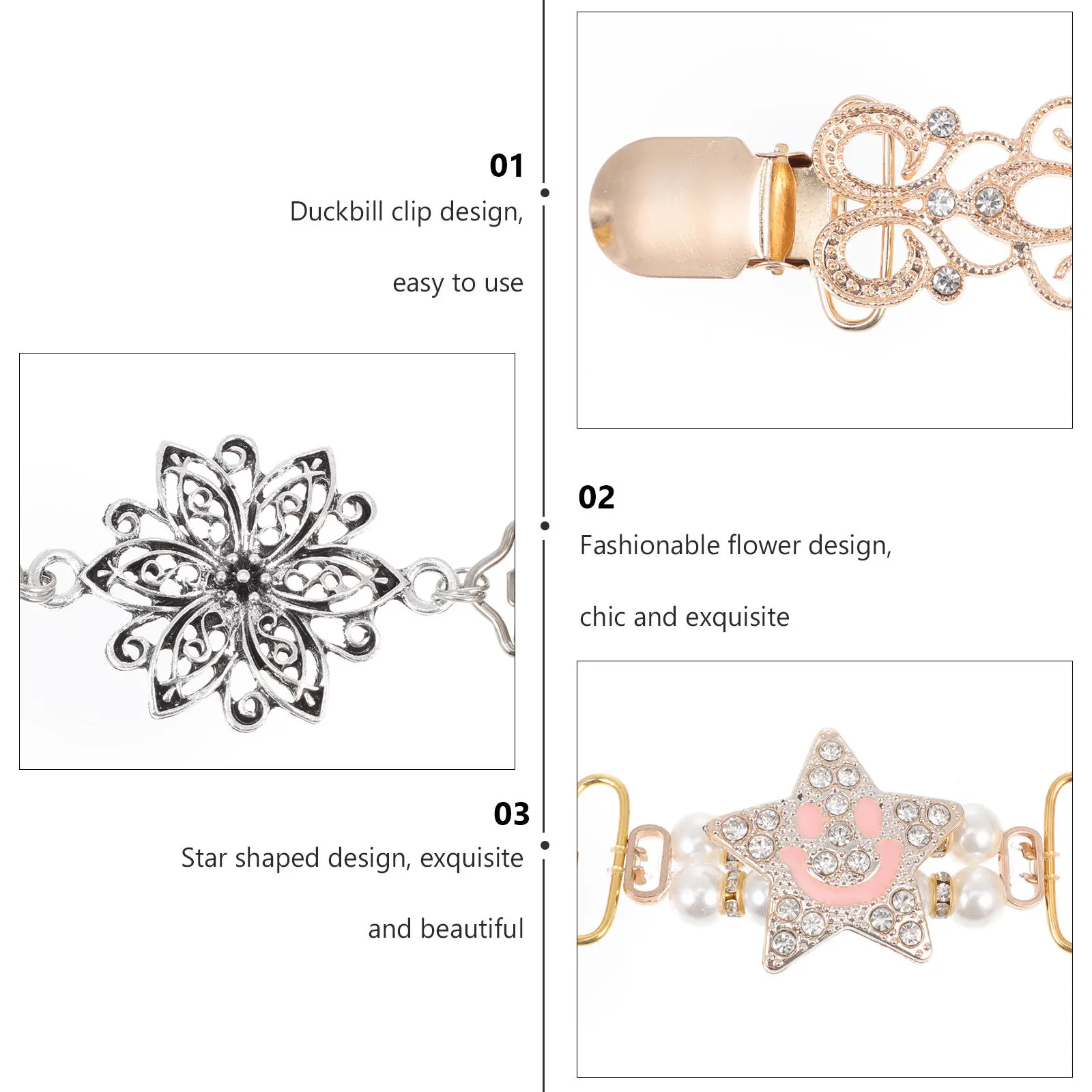 

6Pcs Vintage Sweater Clips Stylish Shape Lightweight Brooch Pin for Women Sweater Clasp Cardigan Shawl Clip