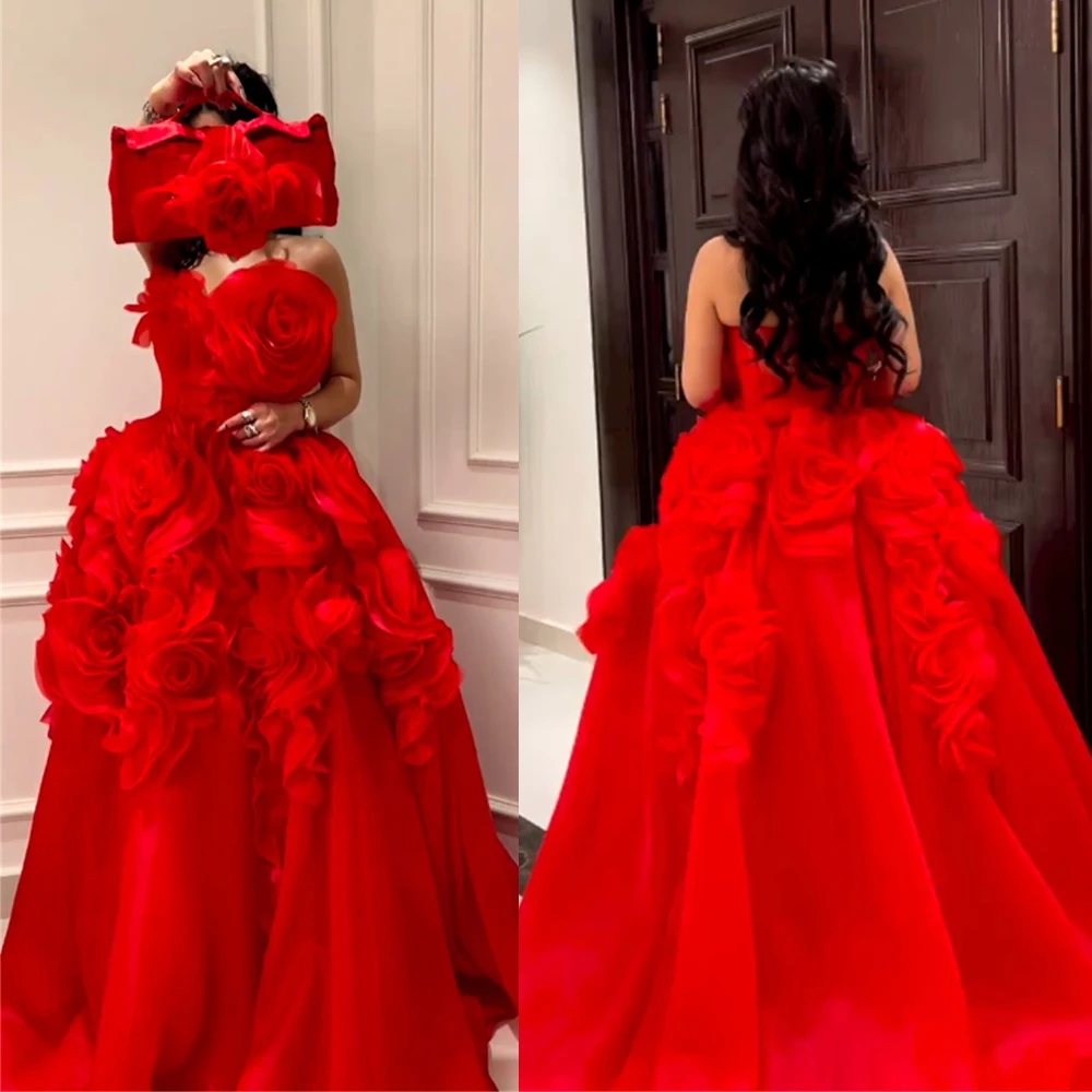 فستان حفلة موسيقية أنيق بدون حمالات ثوب حفلة محكمة فساتين Quinceanera زهرة التفتا فساتين سهرة رسمية فساتين اعراس