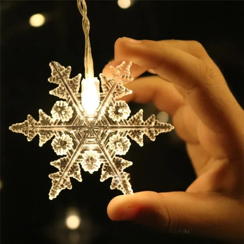 Indoor&Outdoor Decor EU Plug Holiday Wedding Party Lighting 8 Modes Snowflake Curtain LED String Lights Christmas Decoration