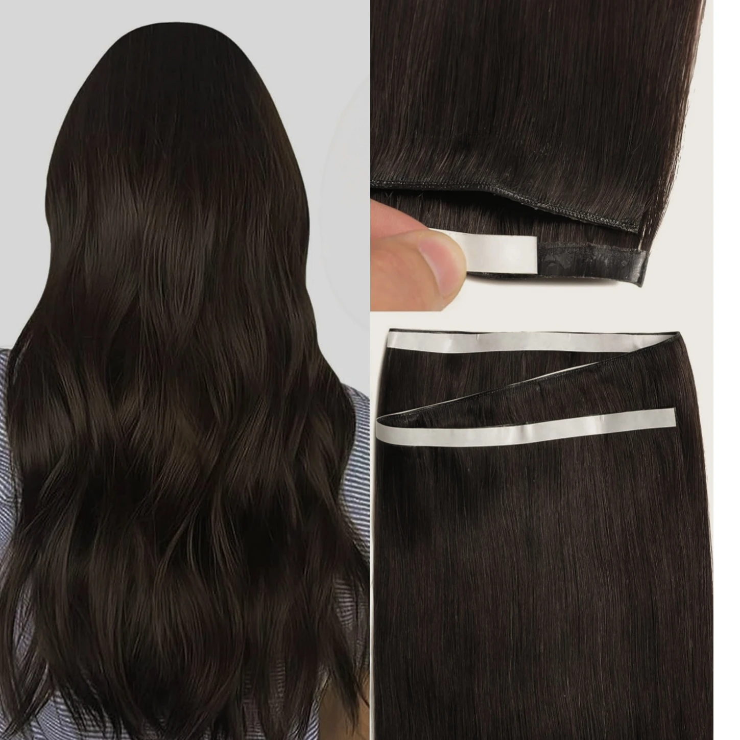[NIEUW] Volledige Glans 50G Een Stuk Onzichtbare Genius Hair Extensions Tape-In Echt Menselijk Haar Remy Huid inslag Dikke Uiteinden Voor Vrouwen