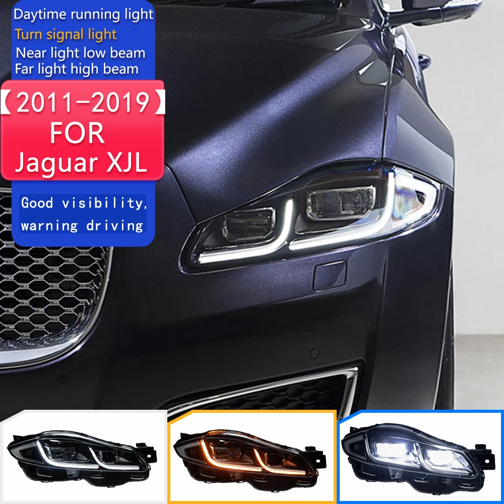 

Стайлинг автомобиля, фара для Jaguar XJL, 2011-2019, фара XJ XF XE, светодиодная сигнальная лампа DRL, автомобильные аксессуары