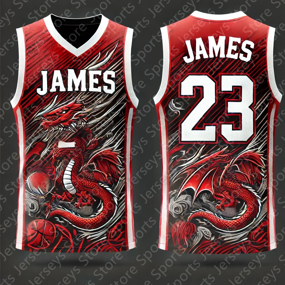 2024 New No  23 Basketball Jersey Special James Flying Dragon Pattern Basketball Vest Men/Boys Basketball Sports Vest Tshirt