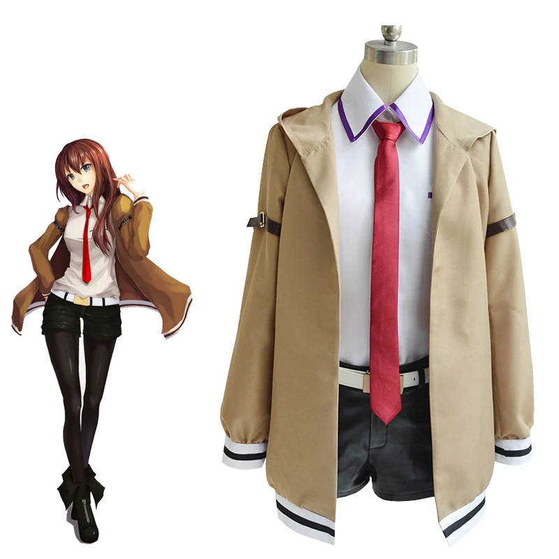 

Аниме Steins;Gate Makise Kurisu Christina костюмы для косплея женский белый плащ рубашка шорты галстук наряды на Хэллоуин