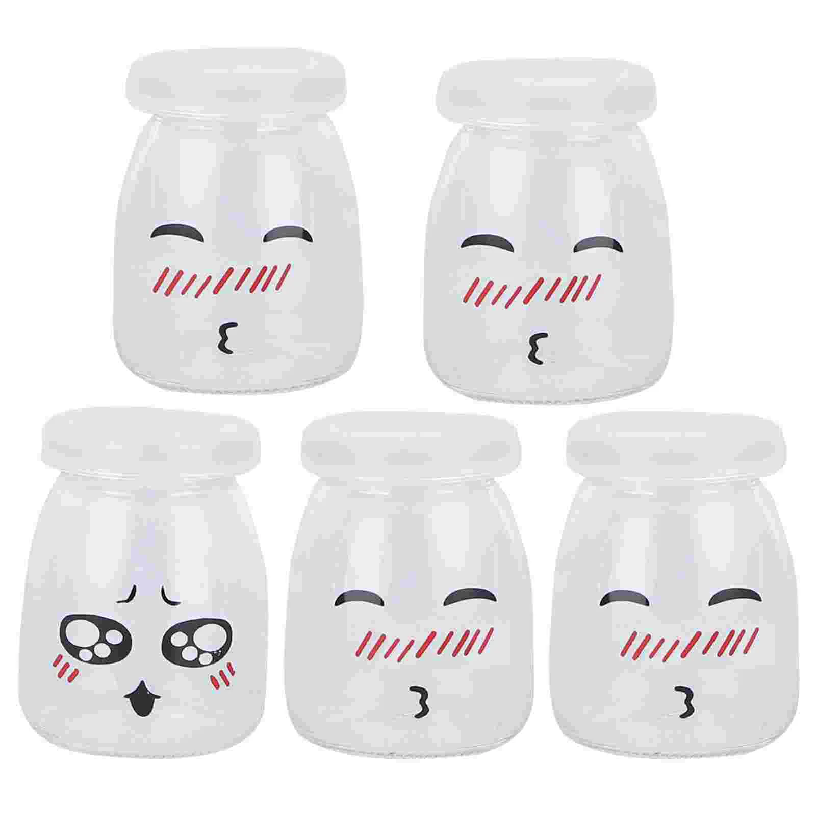 

5 Pcs Mini Mousse Cup Appetizer Spare Jars with Lids Milk Dessert Cups Jelly Bottle Glass Yogurt Pudding