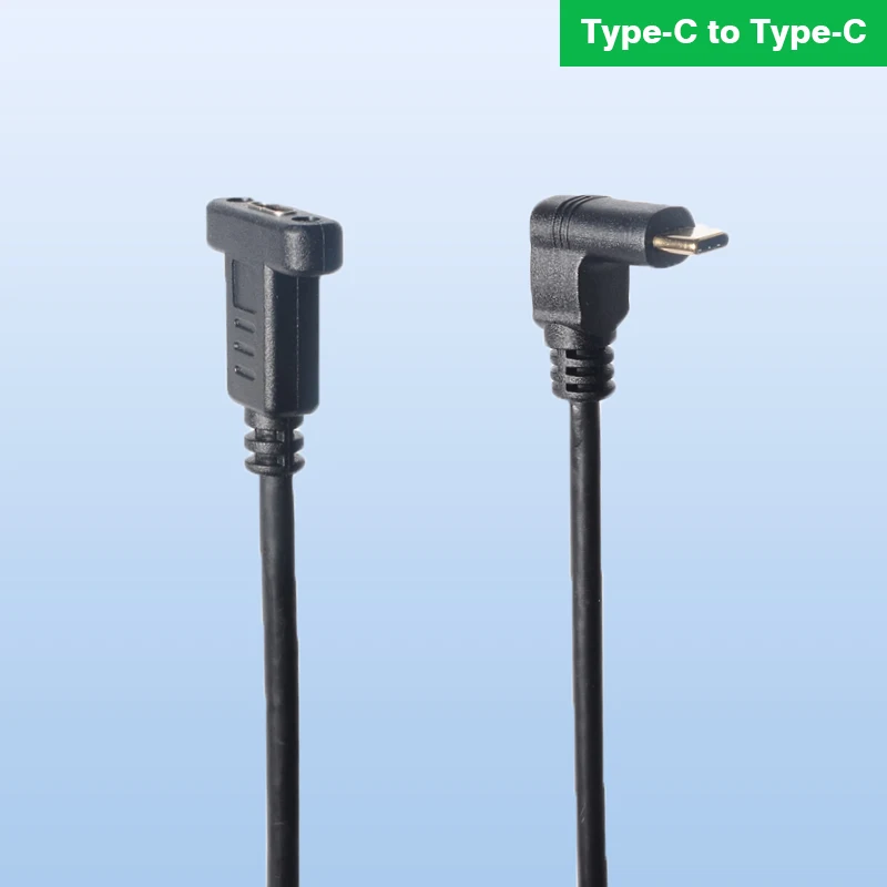 90 Degree USB C Male to Female Extension Cable, Up & Down Angled USB 3.1 Type C Extender Charging & Sync Cable with Panel Mount