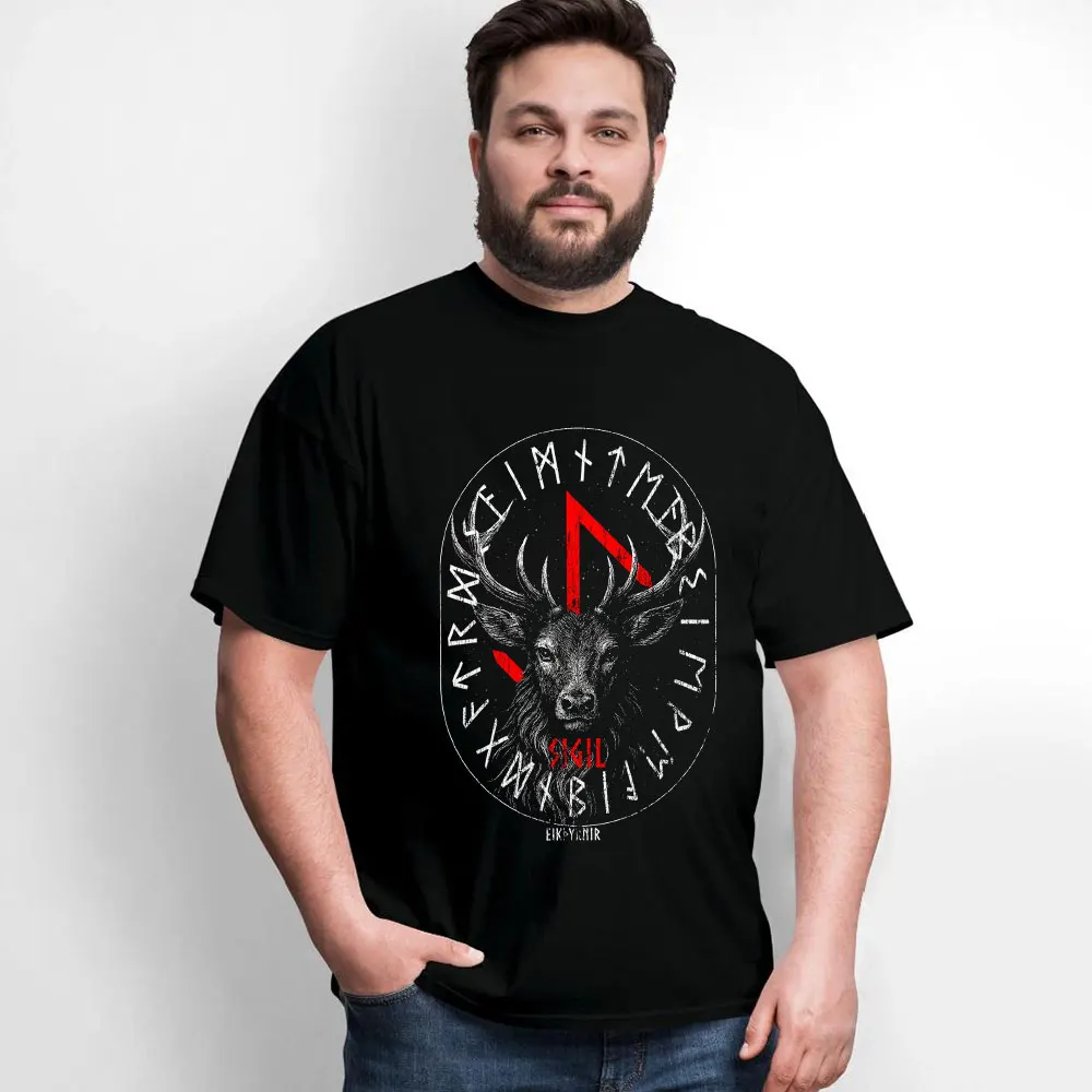 

Mystic Deer Ancient Runes 0414 Nordic Gift T-Shirt Viking Runes Norse Myths Graphic clothes All size tops S-6XL
