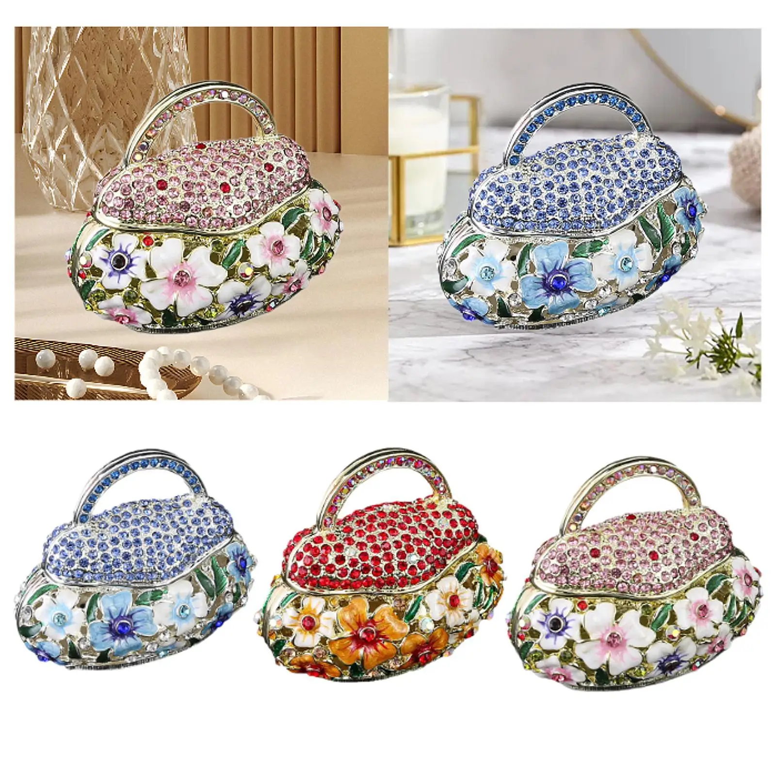 حامل خواتم زينة على شكل صندوق حلية من المينا لمستلزمات الحفلات وحفلات الزفاف على الطاولة