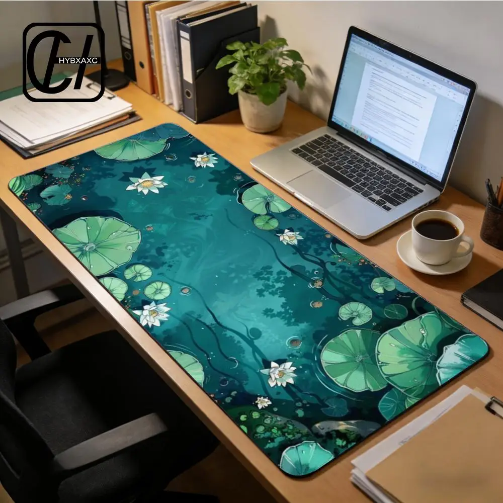 

Green Lotus Leaf Mouse Pad Gaming Mat HYB XXC demand Large Computer Home Mouse Pad XXL Natural Rubber Non-Slip Desktop Mouse Pad