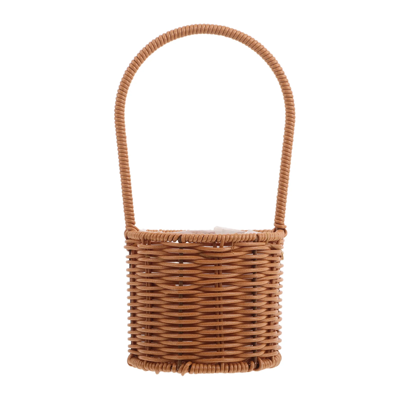 

Handwoven Flower Basket Vintage Pastoral Iron Rustic Design Indoor Outdoor Storage Wicker Rattan Picnic Plant Holder