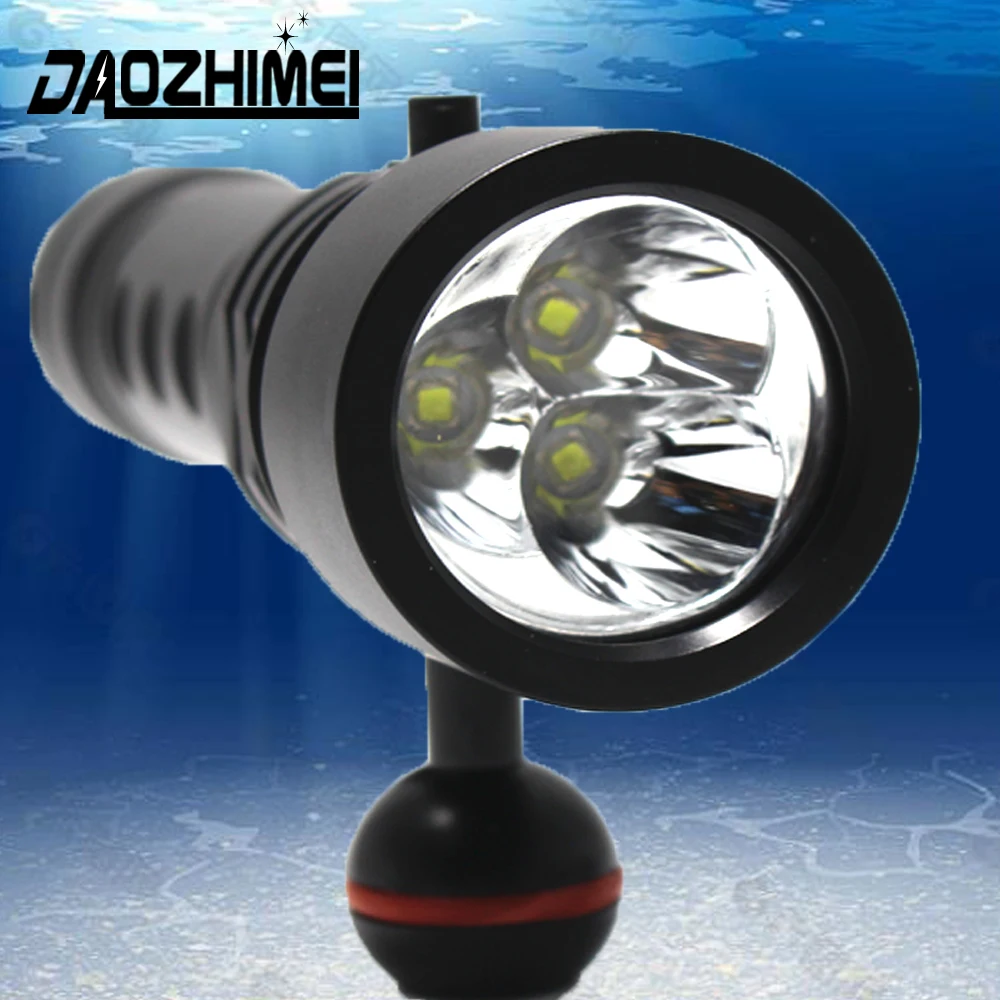 Ultra bright LED Diving Flashlight 4-Mode Video Photography Torch 26650 Underwater Waterproof High Power Scuba Lamp