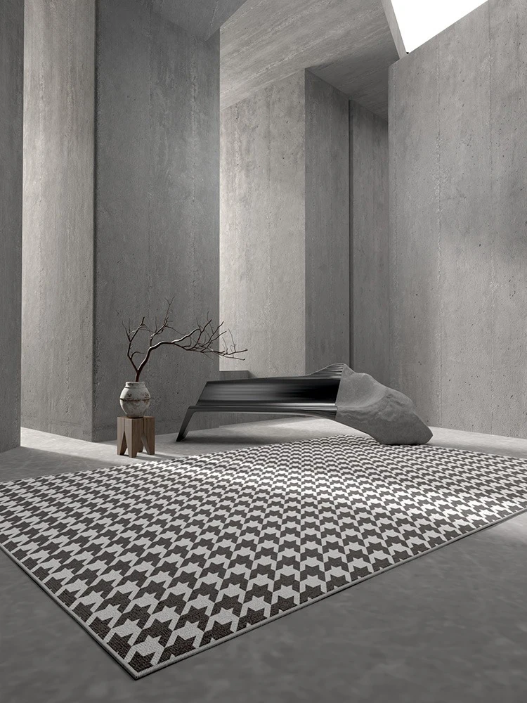 

Modern Minimalist Black and White Houndstooth Carpet Industrial Style Living Room Bedroom Carpet Non-slip Wear-resistant Carpets