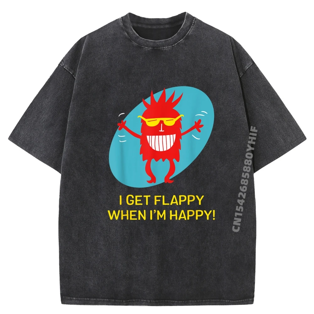 

Приветствие от Autismlandi Get Flappy When I M Happy Funny Аутизм Симпатичная футболка большого размера Дышащая мытая футболка для мужчин