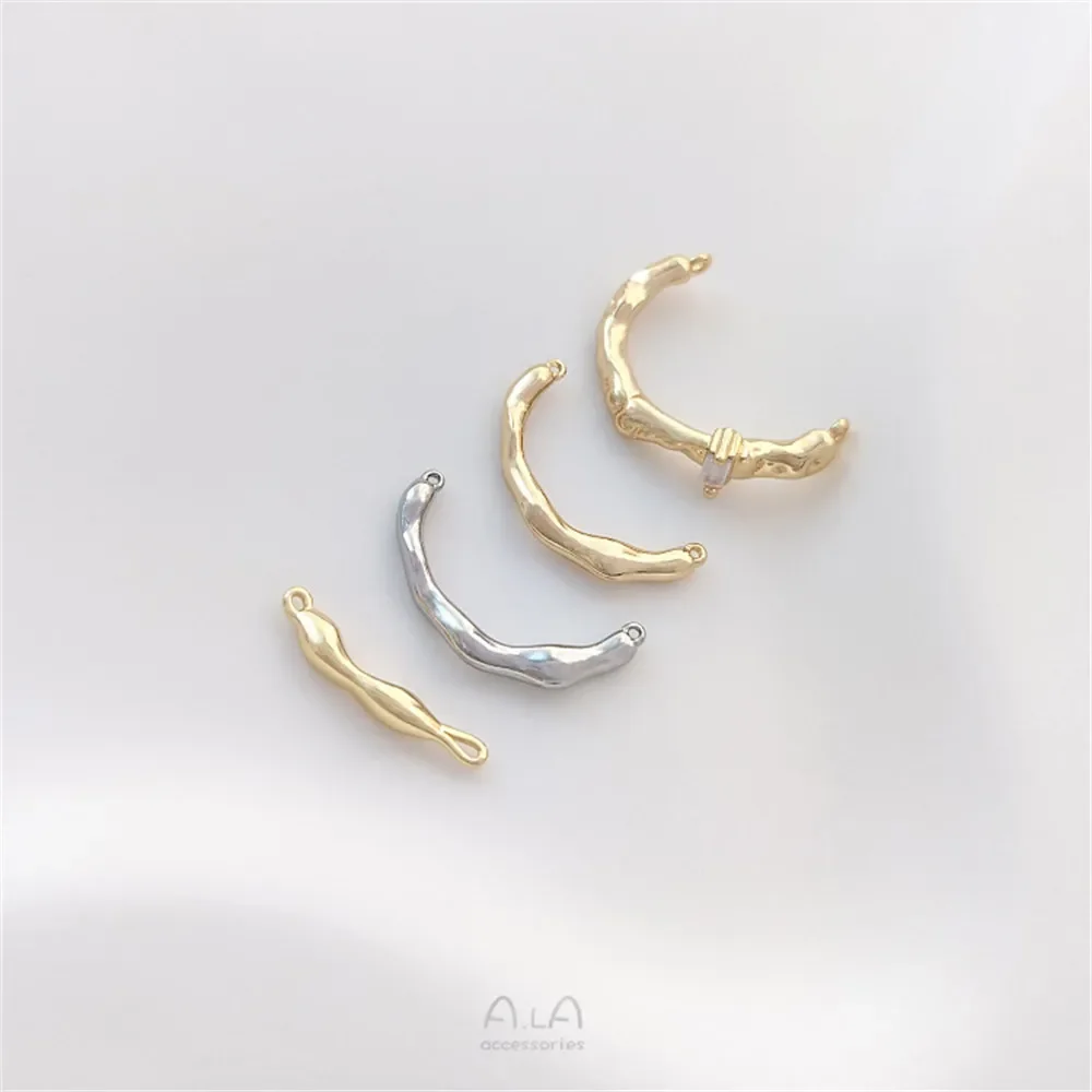 Anillo de rama de medio anillo envuelto en oro de 14K, accesorios en forma de rama, doble colgante, cadena Diy, collar de perlas, pulsera, varilla de conexión