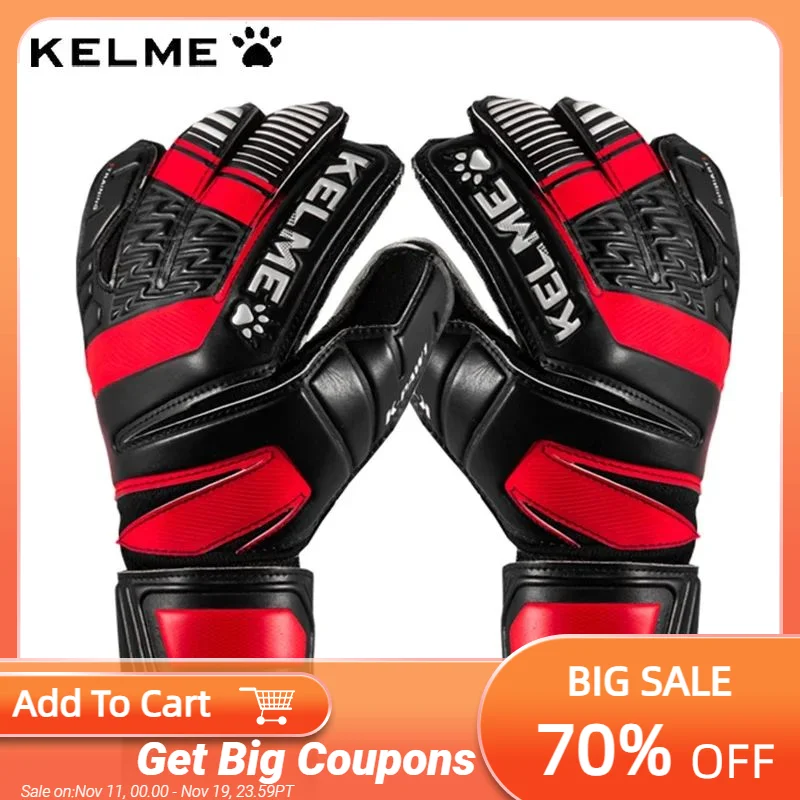 

KELME Goalkeeper Gloves Man non-slip Removable fingers Futsal Football Training Gloves Professional Competition Soccer Equipment