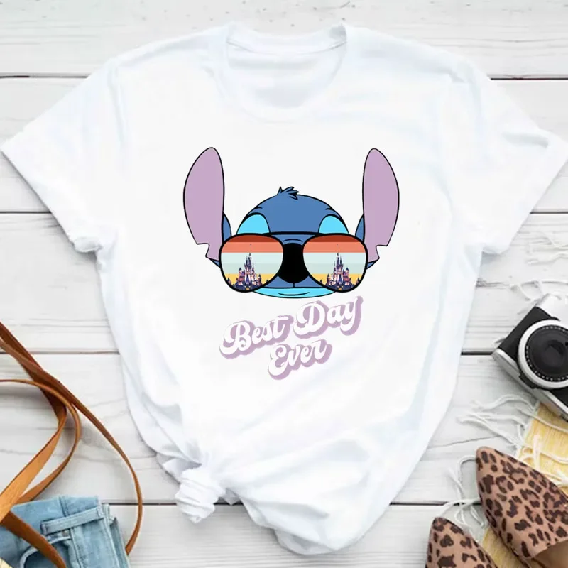 Summer Disney Kawaii Lilo Stitch Funny Cartoon Children Cotton T Shirt Stitch Cute Manga Graphic Kid Tshirt Streetwear Top Tees