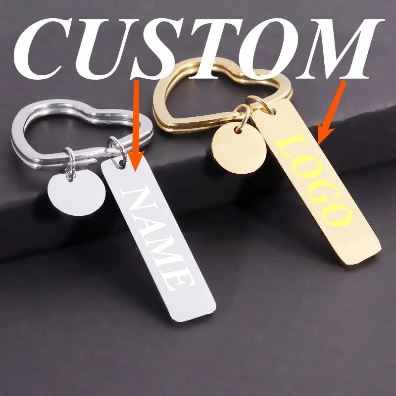 

1pc Custom Keychain Personalized Stainless Steel Couple Friend Gift DIY Customized Key Ring Car Accessories Gift Wholesale
