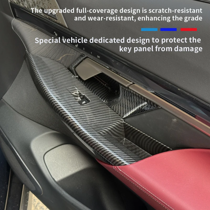 4PCS For BMW 5 Series i5 G60 2024-2025 ABS Carbon Fiber Windows Rise Switch Panel Glass Lift Control Cover InteriorAccessories view 3