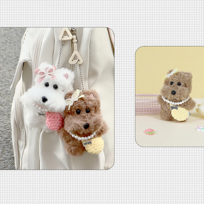 1szt Pluszowy brelok do kluczy Kawaii Stuffed Puppy Doll Breloczek do kluczy Cartoon Plush Dog Uchwyt na klucze Śliczna torba Breloczek Prezenty dla par