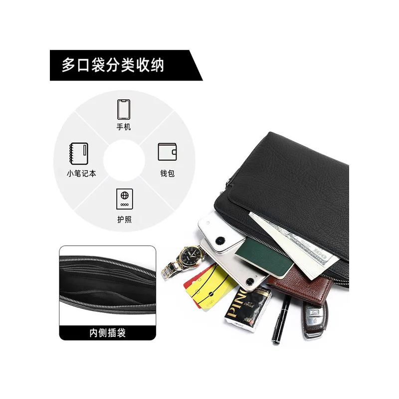 New high-end genuine leather men's bag Male anti-theft password lock clutch bag business cowhide wallet purse card bag