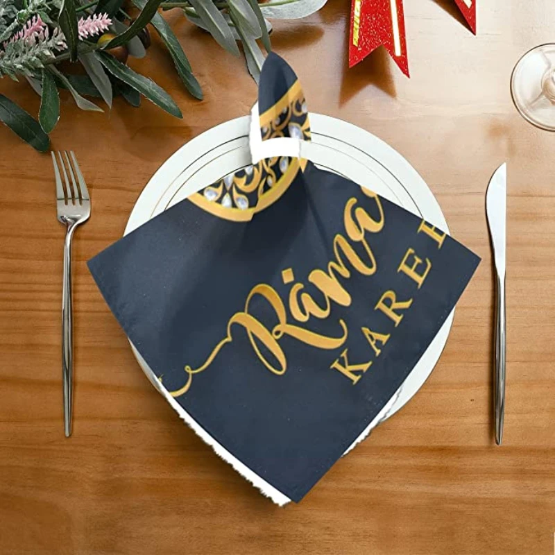 

2Pcs Ramadan Kareem Cloth Table Napkins Washable Table Napkin for Dinner Wedding Birthday Home Party Napkins Cloth 30x30cm