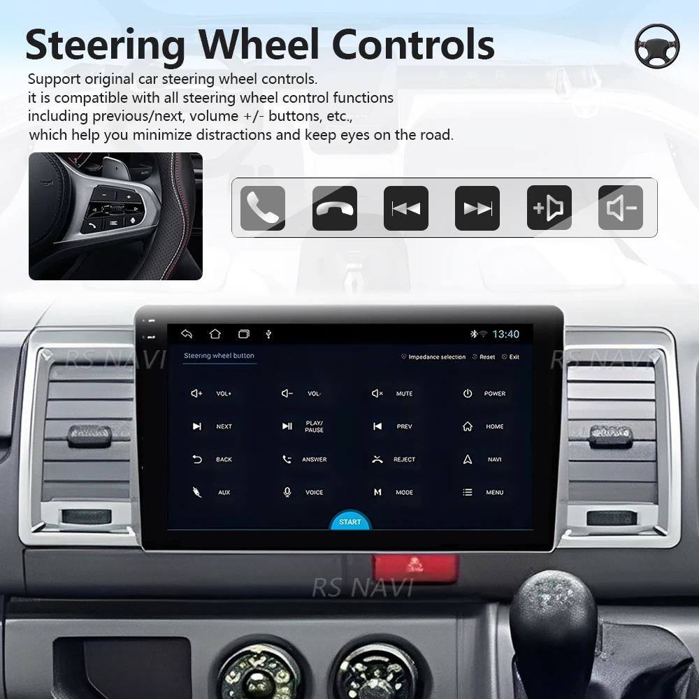 Android 16 Wireless CarPlay Car Radio For Toyota Hiace 2015 - 2018 Navigation GPS Player Multimedia BT Plug and Play Snapdragon