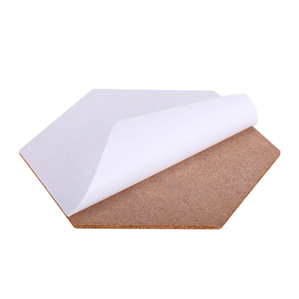 

4pcs Hexagon Cork Boards Photo Wall Message Boards Self-Adhesive Background Bulletin Message Stickers for Home Office (Brown)