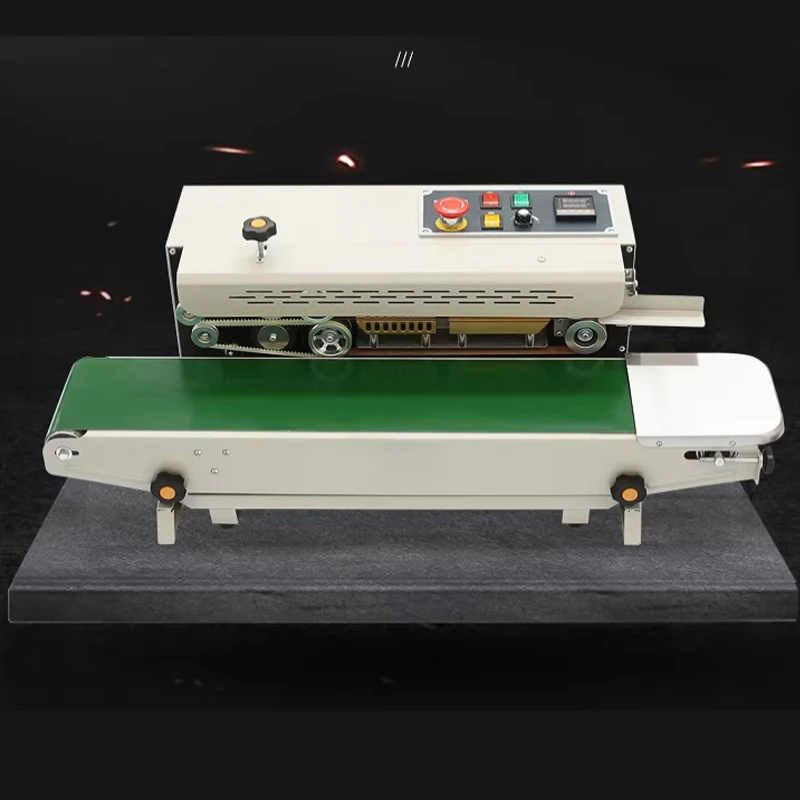 Automatic Horizontal Plastic Film Bag Snack Tea Bag Heat Sealing Machine 0-19m/min Continuous Band Sealer Printable Date220/110v