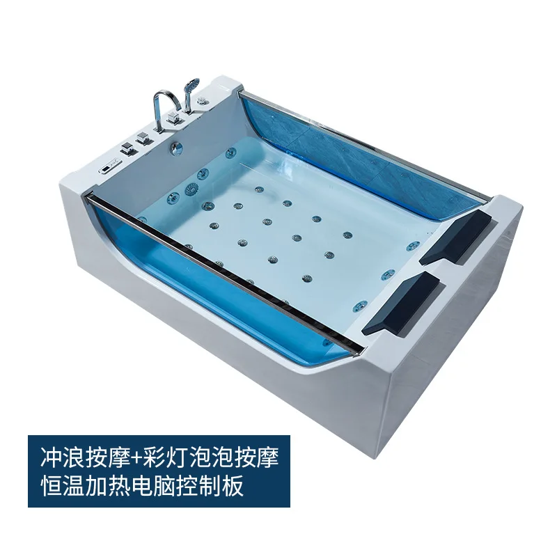 مزدوج ديلوكس حمام زوجين متكامل الاكريليك عرض البحر الزجاج جاكوزي درجة حرارة ثابتة التدفئة 1.8 متر