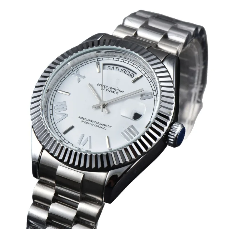 2025 Automatische mechanische Herrenuhr, 3 Zeiger, Edelstahlband, Business-Casual, wasserdicht, Saphirglas, leuchtend