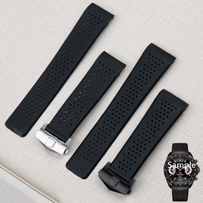 Rubber Watchbands For TAG HEUER GRAND CARRERA wristband Waterproof Sport Strap Soft Silicone Watch Bracelet 22mm 24mm