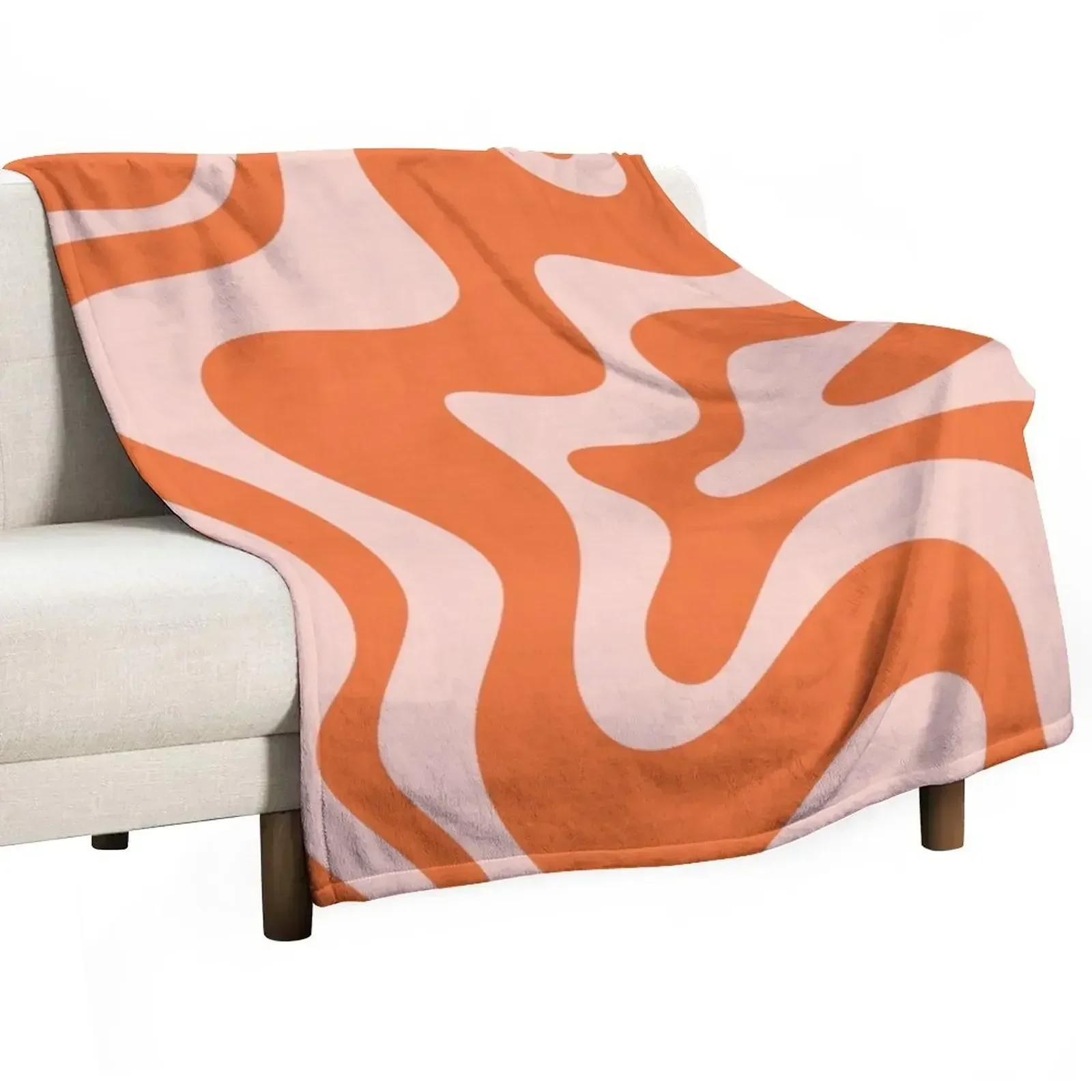 Liquid Swirl Abstract Pattern in Orange and Pale Blush Throw Blanket Luxury Brand Quilt Moving for sofa Blankets