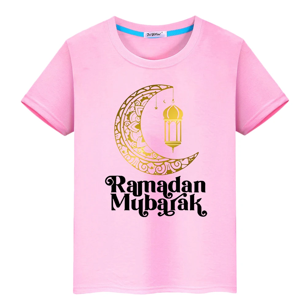 Happy Ramadan Mubarak Kids With Moon Clothe Print T-Shirt Boys Anime Tees y2k clothes Ramadan Kareem Muslim Tops Festive Outfit