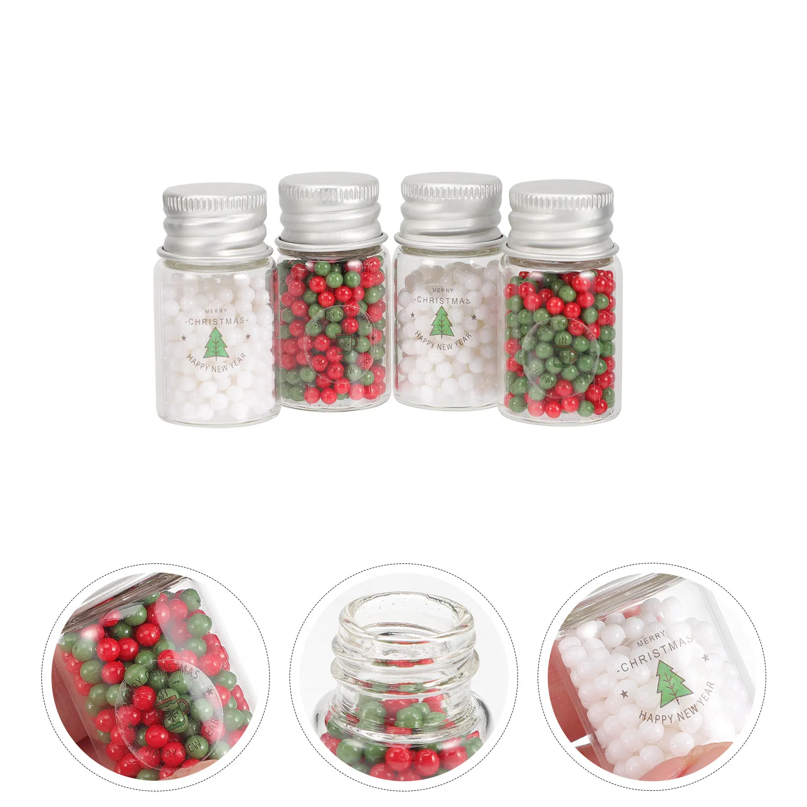 

4Pcs Xmas Miniature Sweet Case Mini House Decor Adorable Candy Jar Wear-Resistant Tiny Prop for Mini House Xmas Decor Kitchen