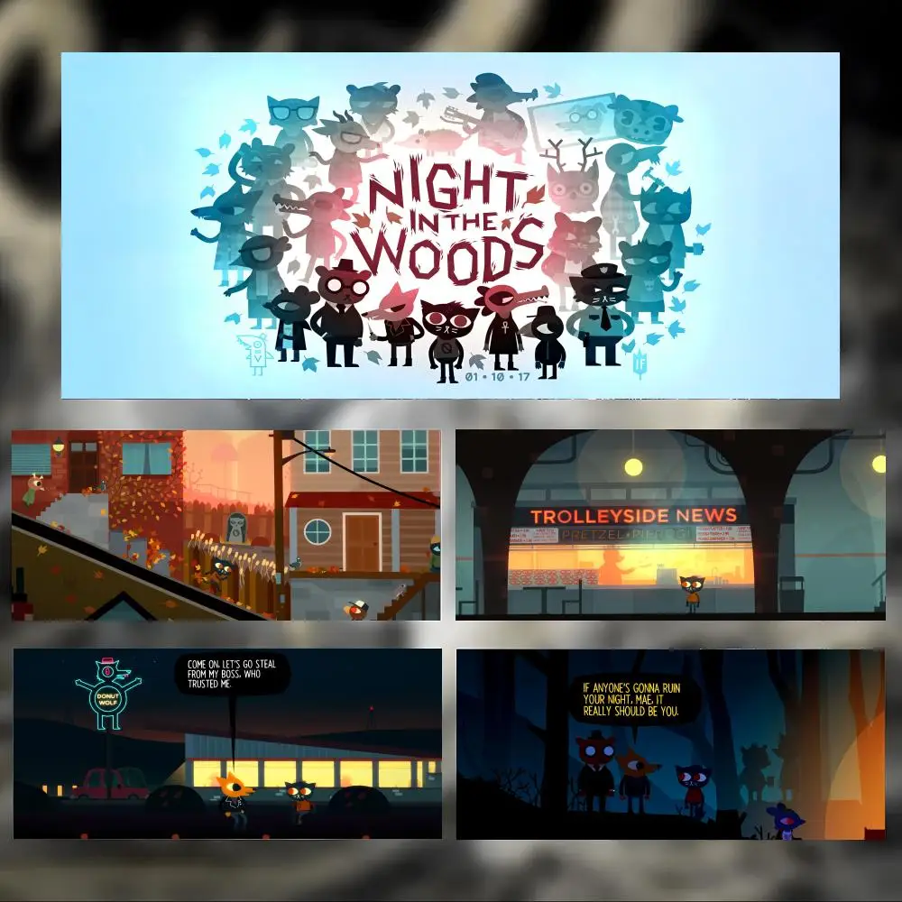 

Коврик для мыши Game Indie N-Night in the Woods, большой игровой коврик для мыши с прошитыми краями, утолщенный настольный коврик для ПК
