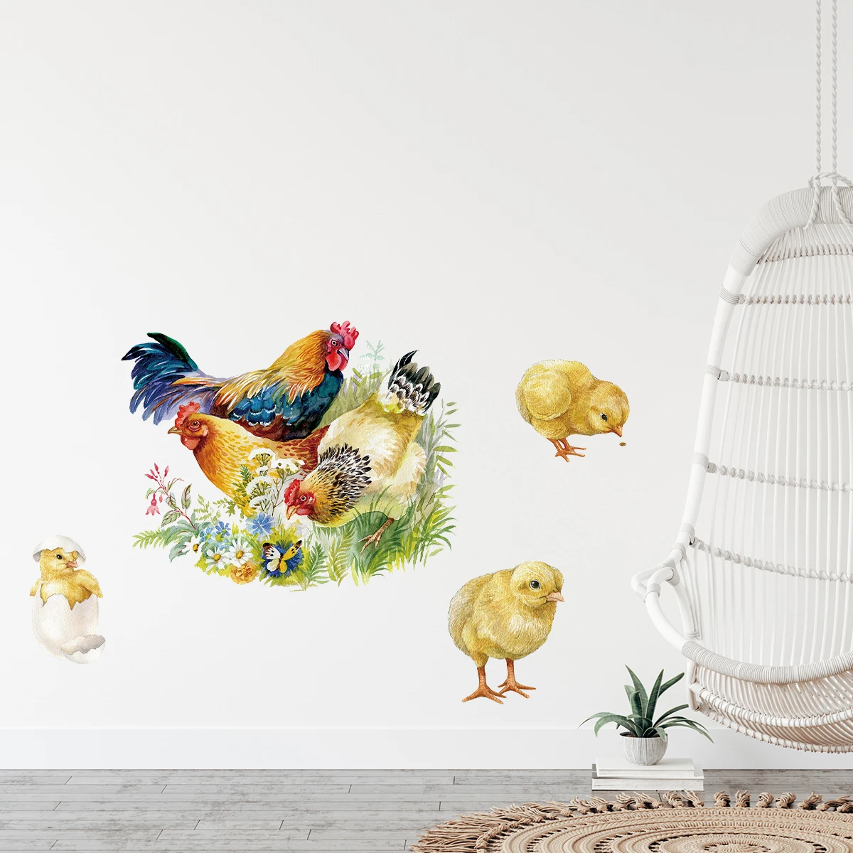 1Pc Watercolor Lifelike Chick Wall Stickers for Windows Wall Decoration Bedroom Children Room Kids Room Decor for House Decals