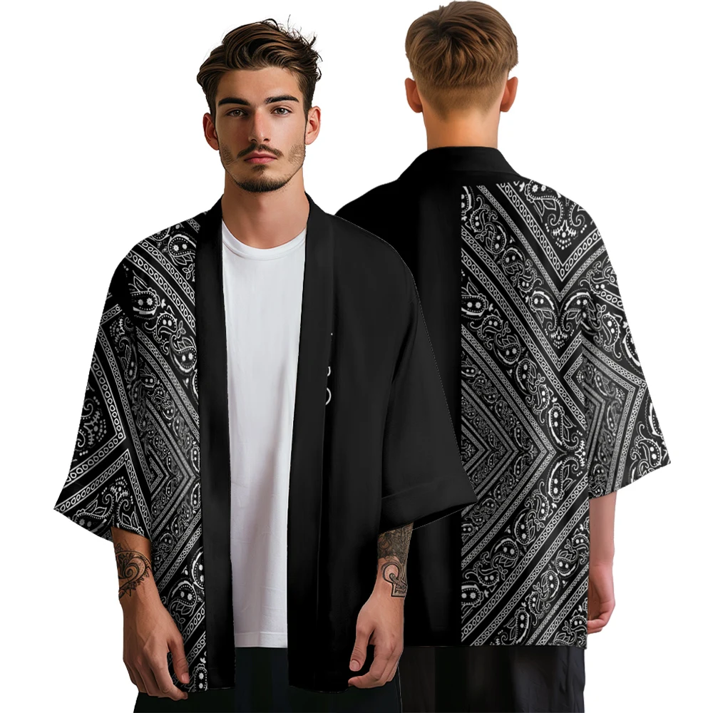 

Summer Kimono Men Fashion Retro Hawaiian Shirt Beach Cardigan Paisley Kimono Japanese Clothes Women Bathrobes Yukata Haori