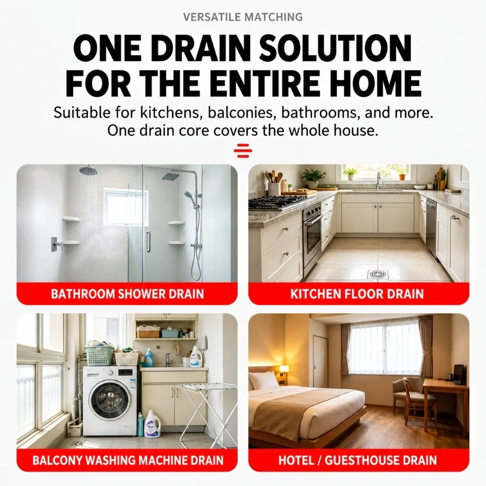 Magnetic Sealing Floor Drain Turbine Guide Double Seal Bathroom Drain Universal Fit Stainless Steel Odor Proof Drain Core