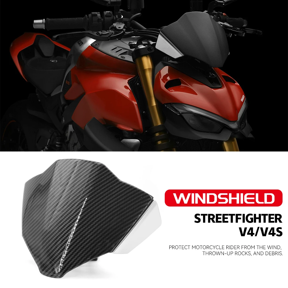 

Carbon fiber 2021 2022 2023 Motorcycle Sport Windshield Visor Windscreen Fits For Ducati STREETFIGHTER V4 S Streetfighter V4S