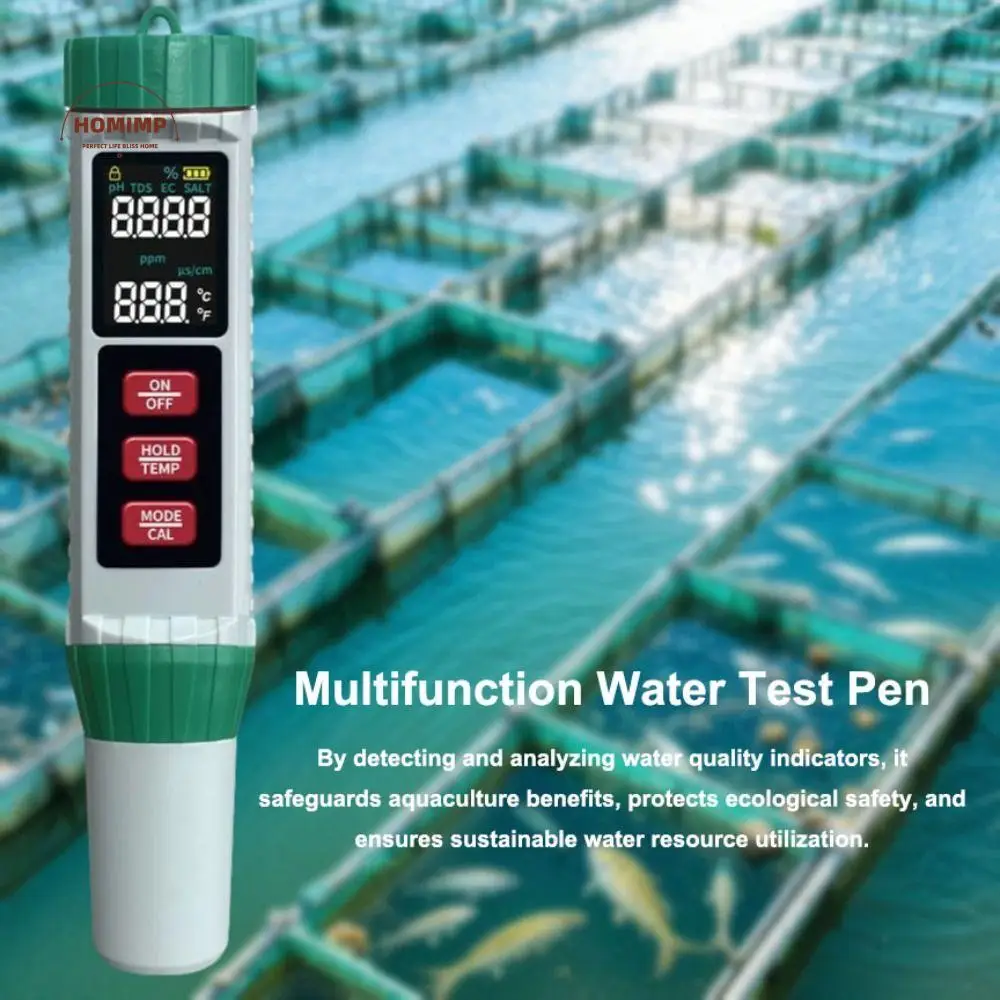 

LCD Digital Display Household Water Test Pen Waterproof High Accuracy Water Quality Meter 5-in-1 Multifunction PH Tester