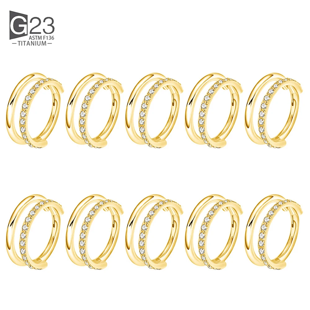 10 stk/partij G23 Titanium Neus Piercing Ring CZ Scharnierende Septum Clicker Segment Oorkraakbeen Tragus Helix Lip Ring Piercing Sieraden
