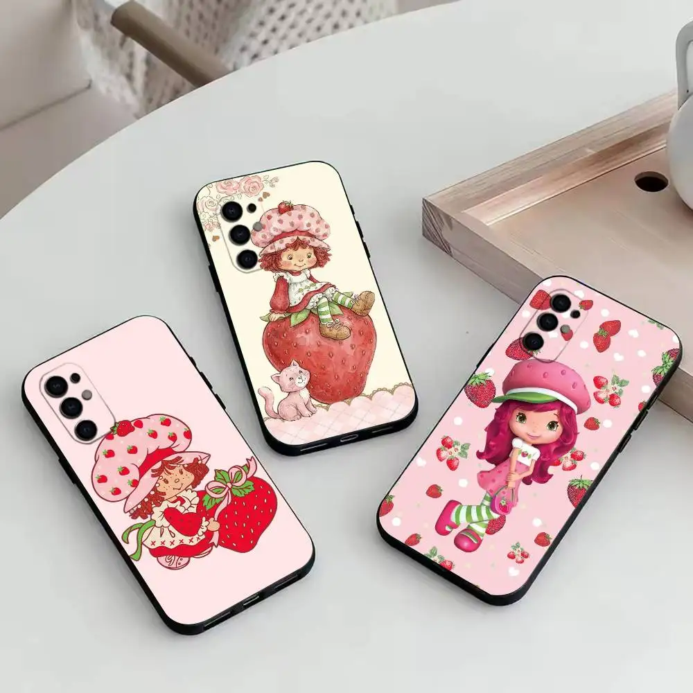 Strawberry S-Shortcake-Girl Pink  Phone Case Black Silicone Soft For Samsung S25,S24,S21,S22,S23,S30,Ultra,S20,Plus,Fe,Lite