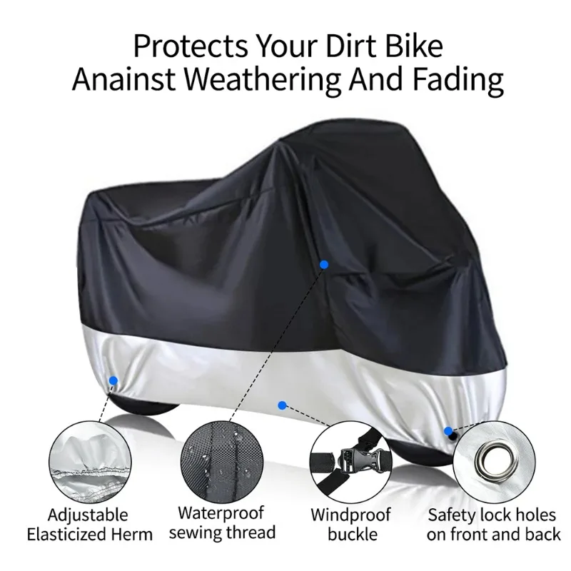 Black Motorcycle Rain Cover Sunlight Dust With Windproof Buckle For Surron X160 X260 Motorcycle Cover Compatible