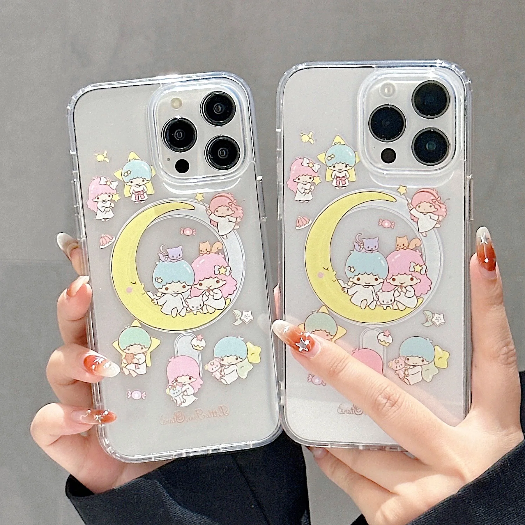 Cute cartoon Little twin star Magsafe Magnetic Phone Case for iPhone 16 15 14 13 12 11 8 7 Plus Pro Max X XR XSMax Soft Clear