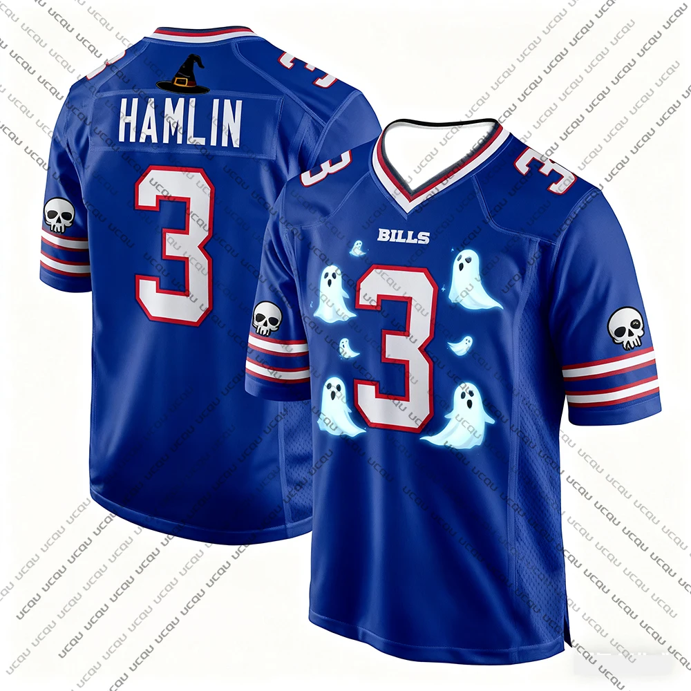 2025 هالوين الكبار الجاموس كرة القدم الأمريكية جيرسي الرجبي جيرسي الرياضية التدريب جيرسي تي شيرت فواتير ألين 17 رقم