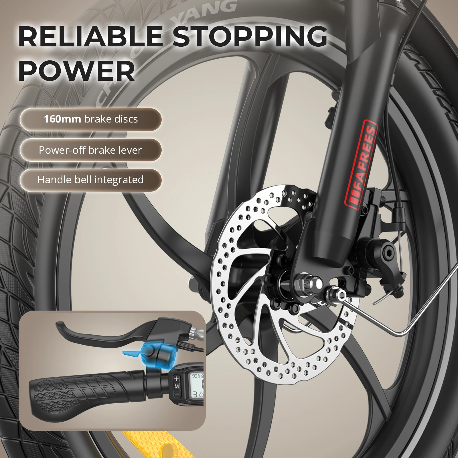 Fafrees F20+ Faltbares Elektrofahrrad 250W, 20 Zoll Fettreifen Mountainbike mit 36V 20Ah Abnehmbarer Akku, 25km/h & 75-100km Reichweite – Detail 6